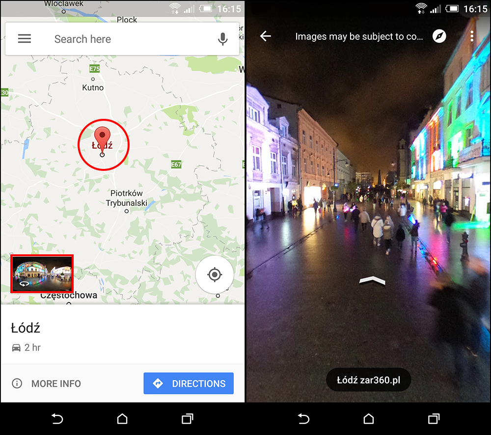 How to use google maps app street view