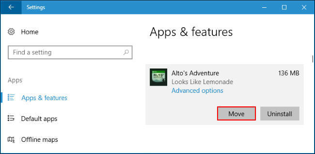 move windows app to sd card