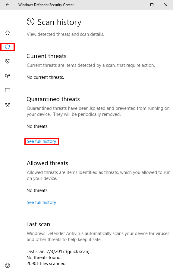 windows defender advanced options