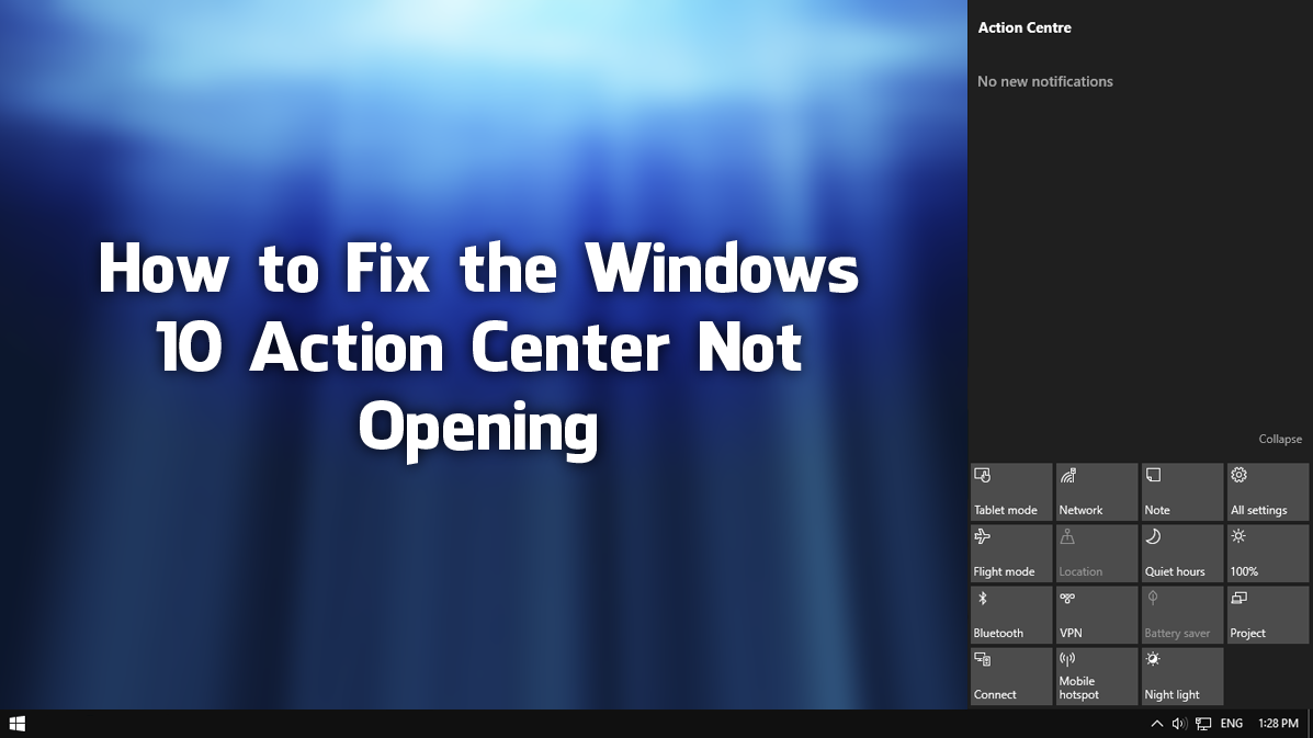 how to fix action center in windows 10