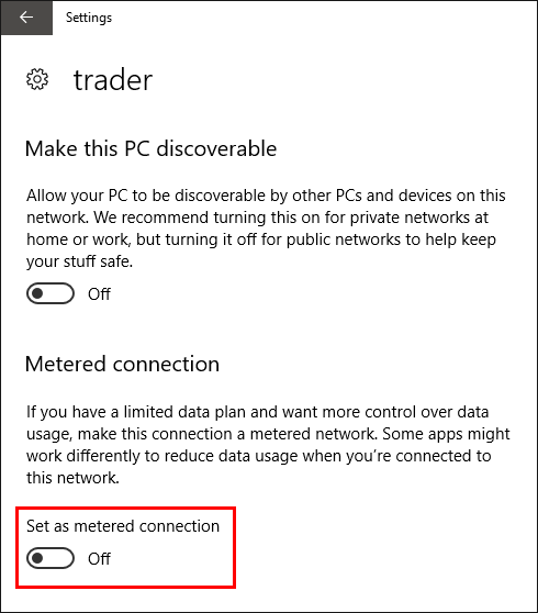 windows updating over metered connection