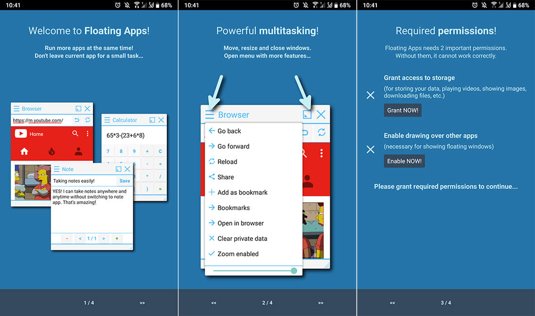 get android floating app windows 