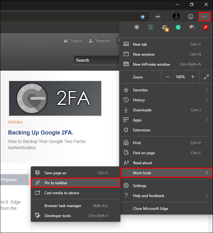 The Chromium Powered Microsoft Edge Can Now Pin Websites To Taskbar