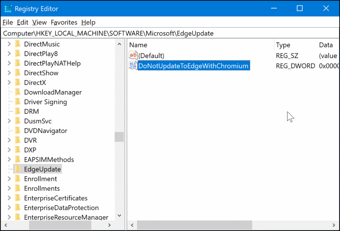 stop edge chromium auto install