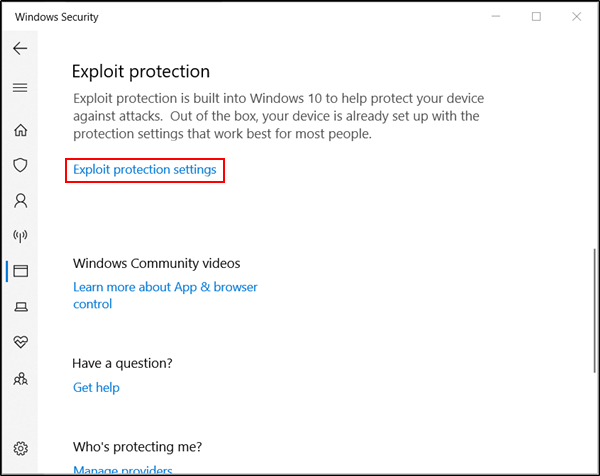 Enable or Disable Exploit Protection For Apps and Programs