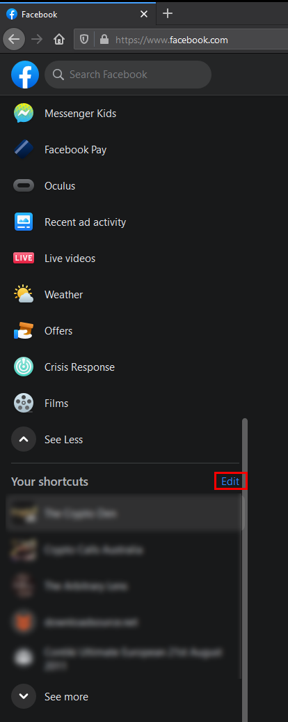 how to edit facebook groups shortcuts