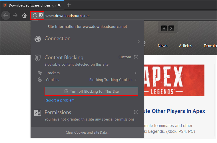 firefox content blocking on by default