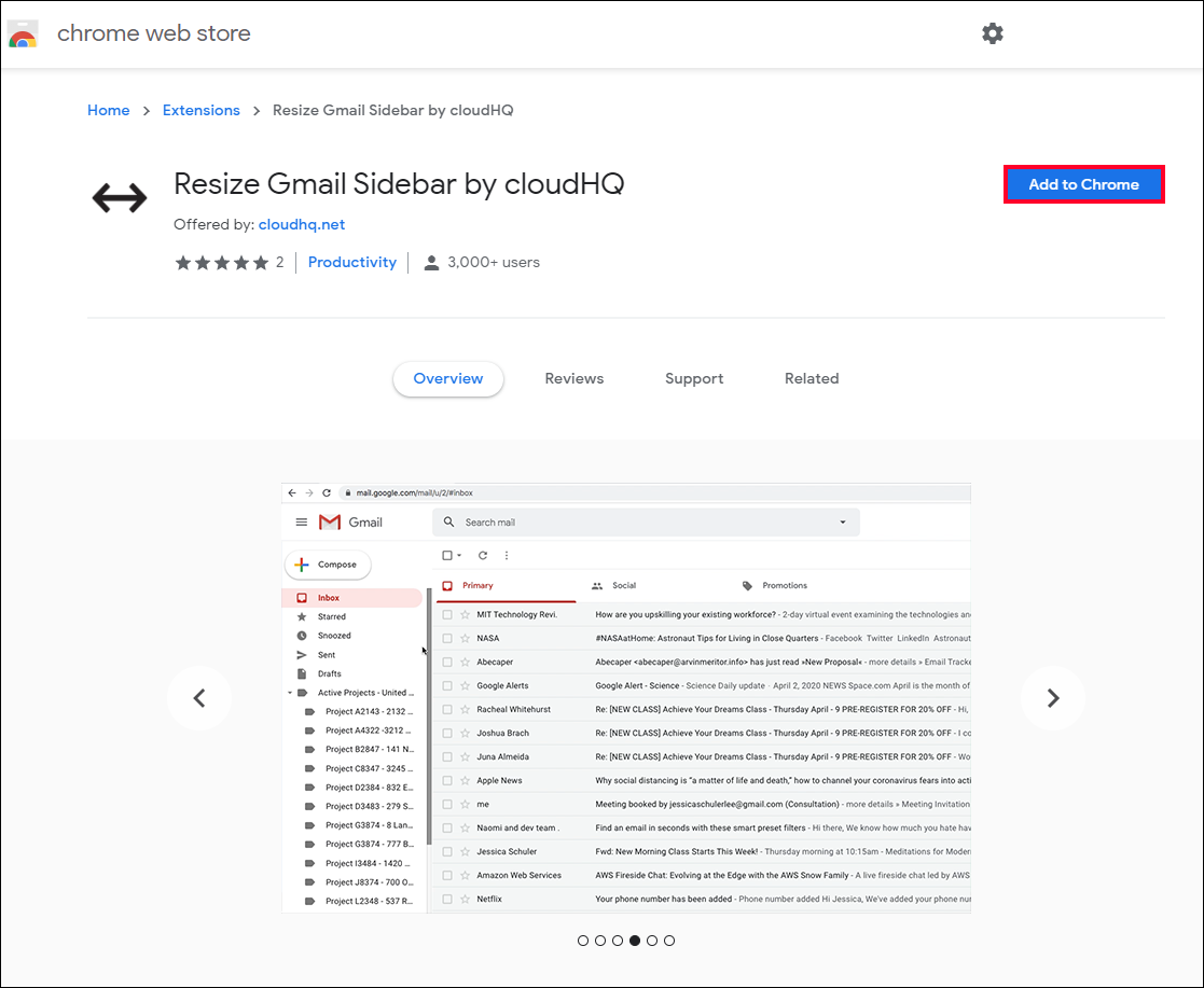 gmail sidebar side changing