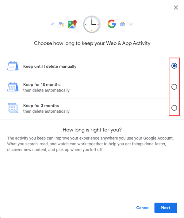 how to automatically remove google account data after 3 months