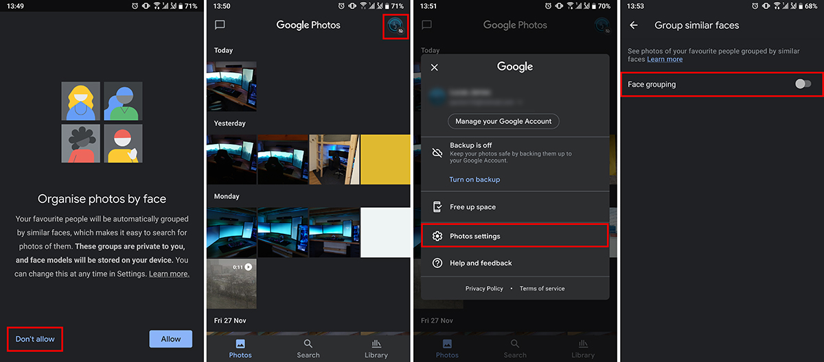 disable Facial Recognition in Google Photos