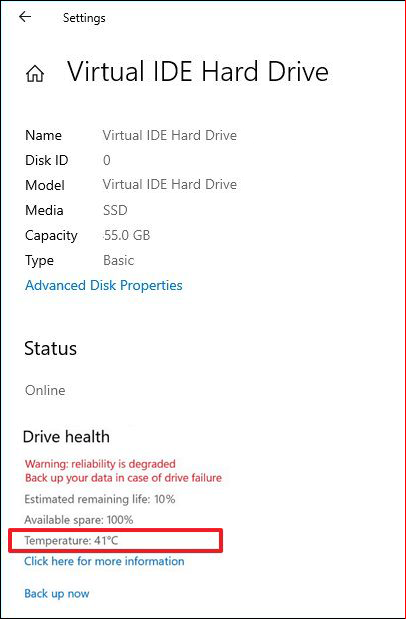 ssd temp check windows 10