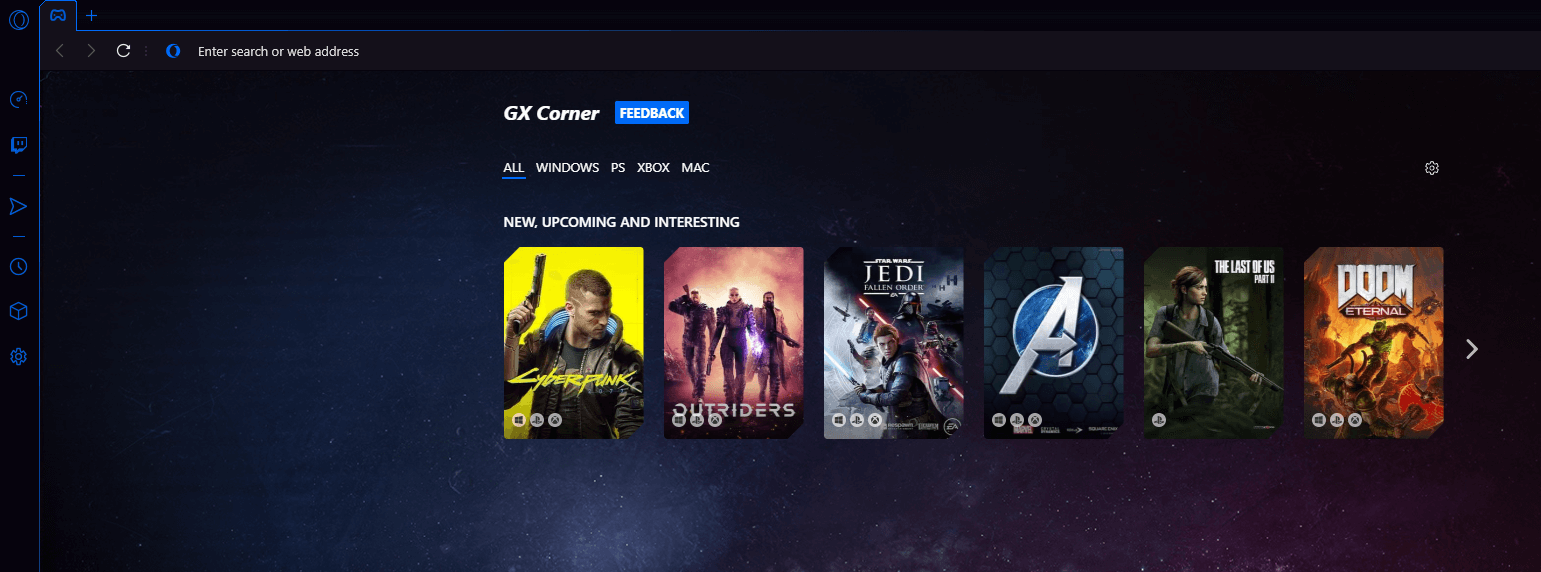 Opera's gaming browser is available to download on the Epic Games Store