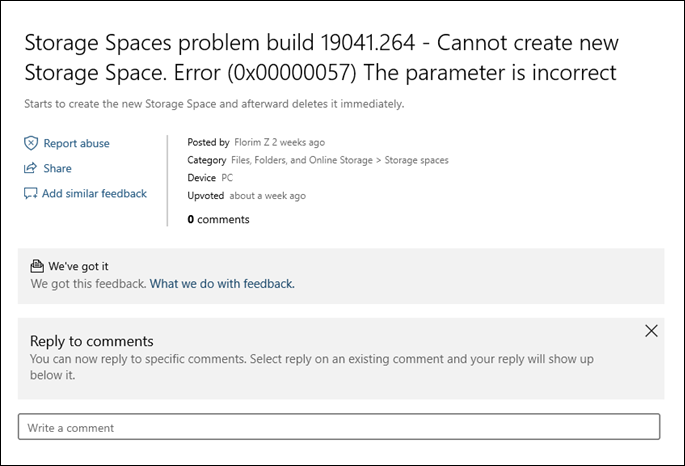 Fix_Cannot_create_new_Storage_Space_Error_0x00000057_The_parameter_is_incorrect