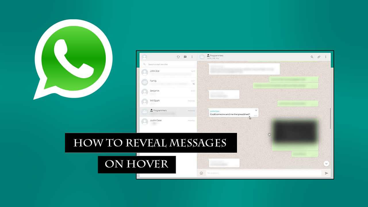 How to blur messages in WhatsApp until you hover over them. (on-screen  privacy for WhatsApp)