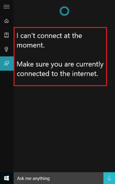 how to fix cortana no internet access