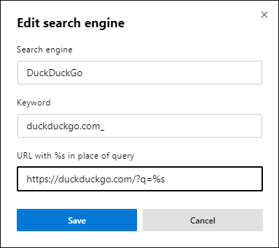 use duckduckgo as edge chromium default search