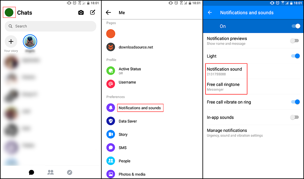 how to change facebook messenger tones