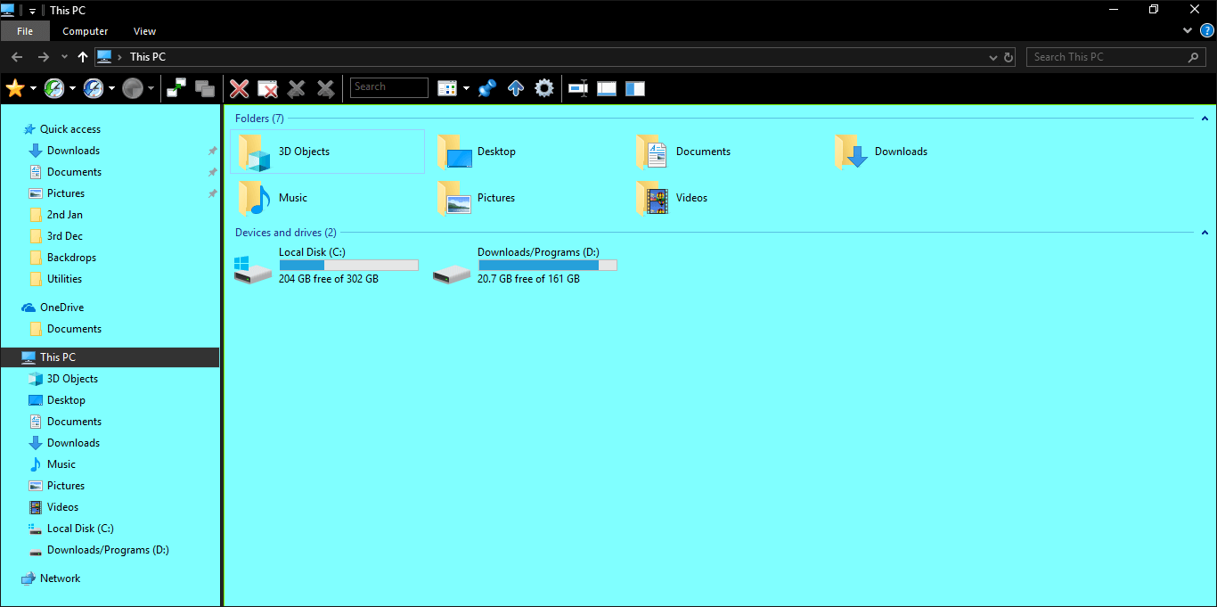 windows 10 file explorer background