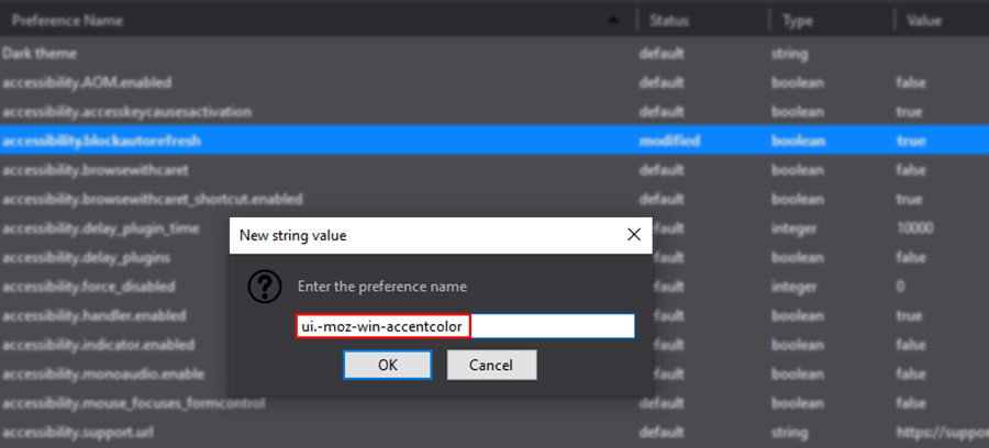 Stop Firefox 65 Following Windows 10s Accent Colours