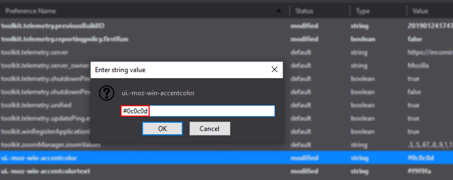 Stop Firefox 65 Following Windows 10s Accent Colours