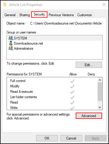 enable inherited permissions on windows 10