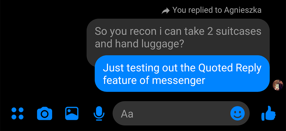 use messenger quote replies 