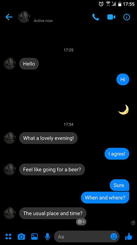 get night mode in facebook messenger