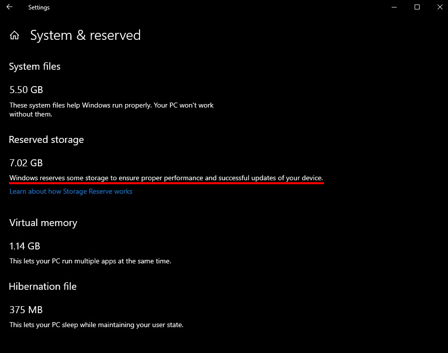 how do you turn off reserved storage on windows 10