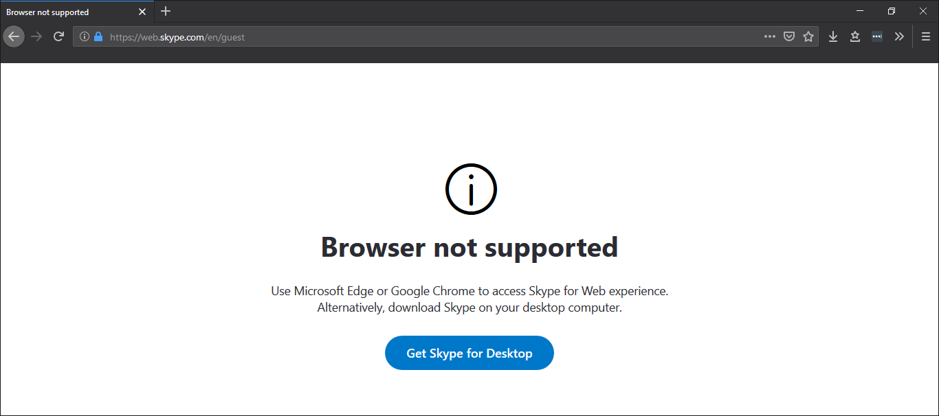 skype web not working on firefox