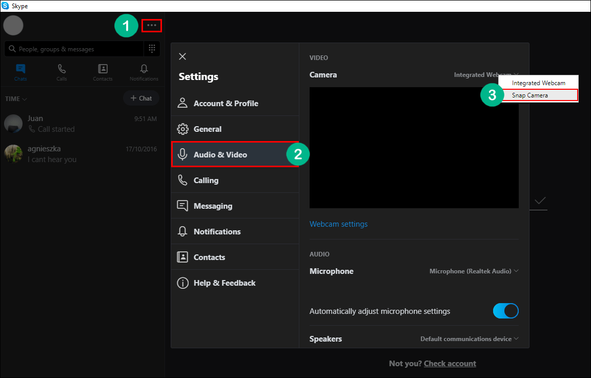 how to fix snap camera not working on skype