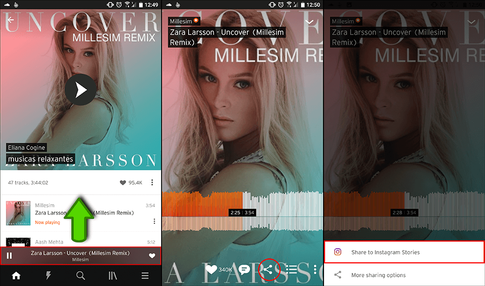 how to share soundcloud content straight to instagram