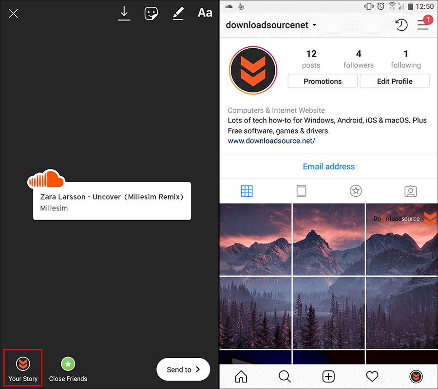 how to share content from soundcloud to instagram stories