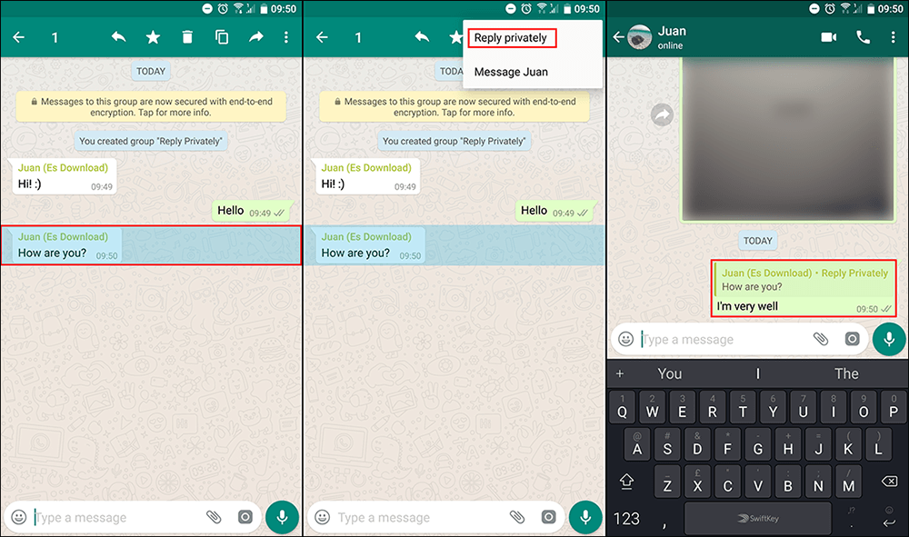 how do you get private reply on whatsapp