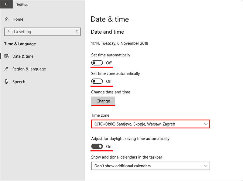windows time changes