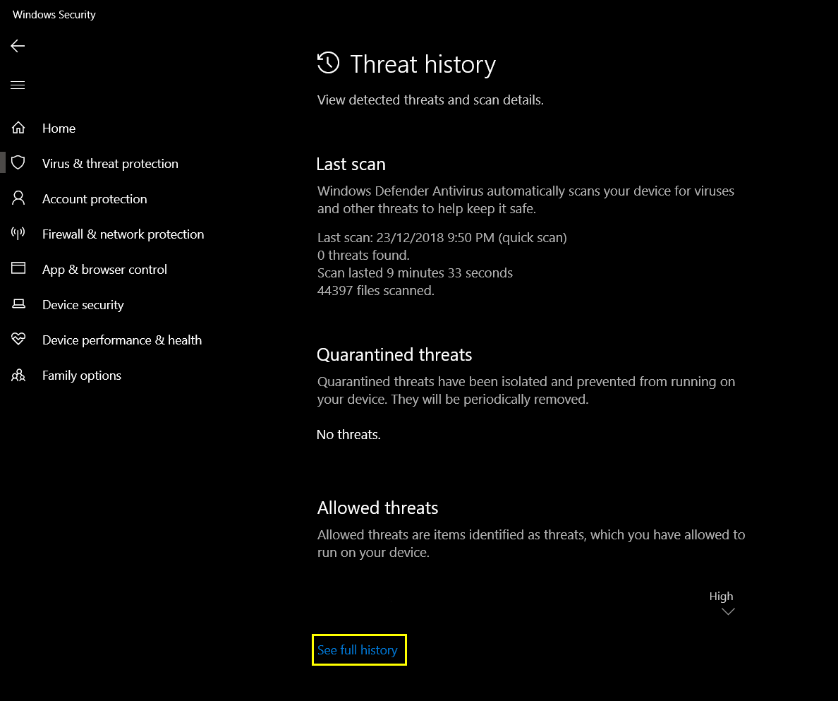 report file to windows defender