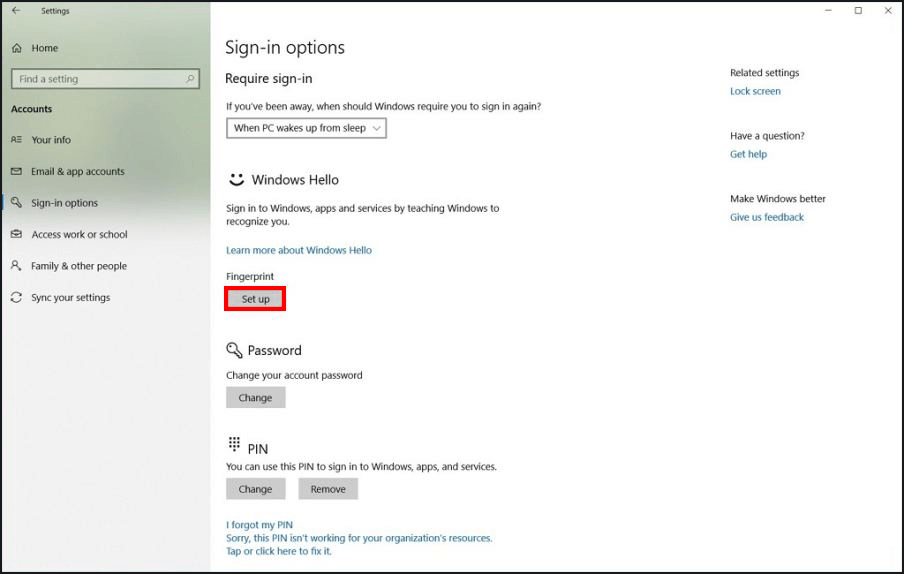 how to use windows 10 windows hello fingerprint