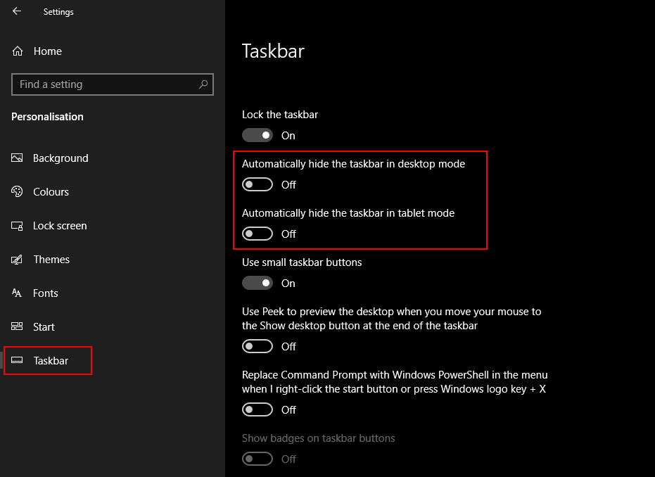fix taskbar missing on windows 10