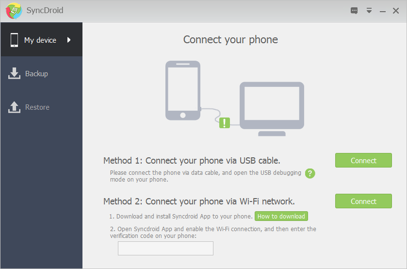 Метод connect. Connect your device via USB. Restore data. Connecting to your device 6. Android data Dummy interface RECYCLEVIEW.