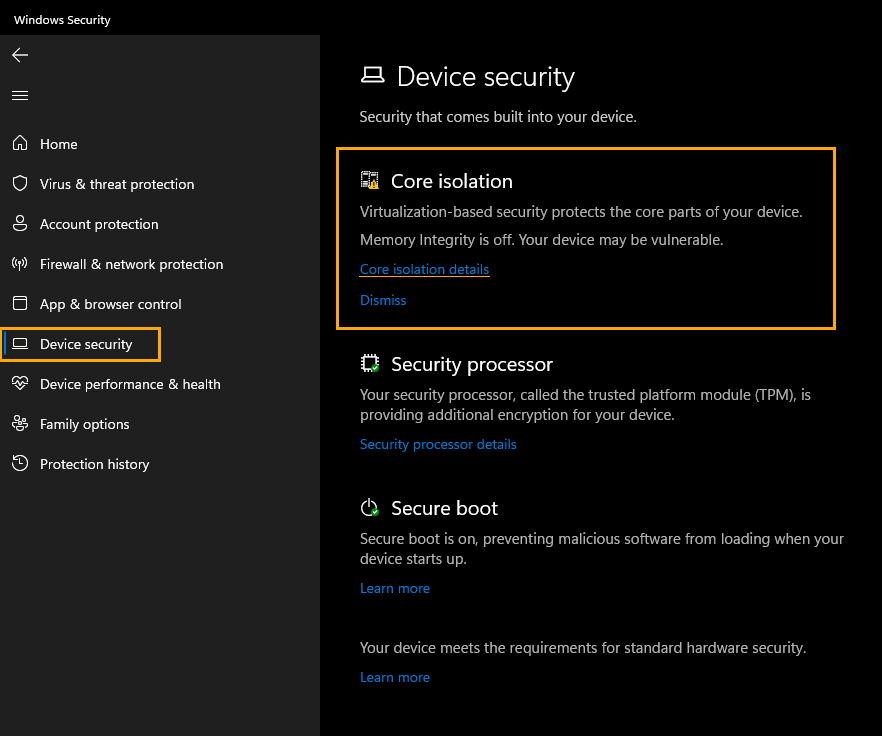How to turn on core isolation on windows 11
