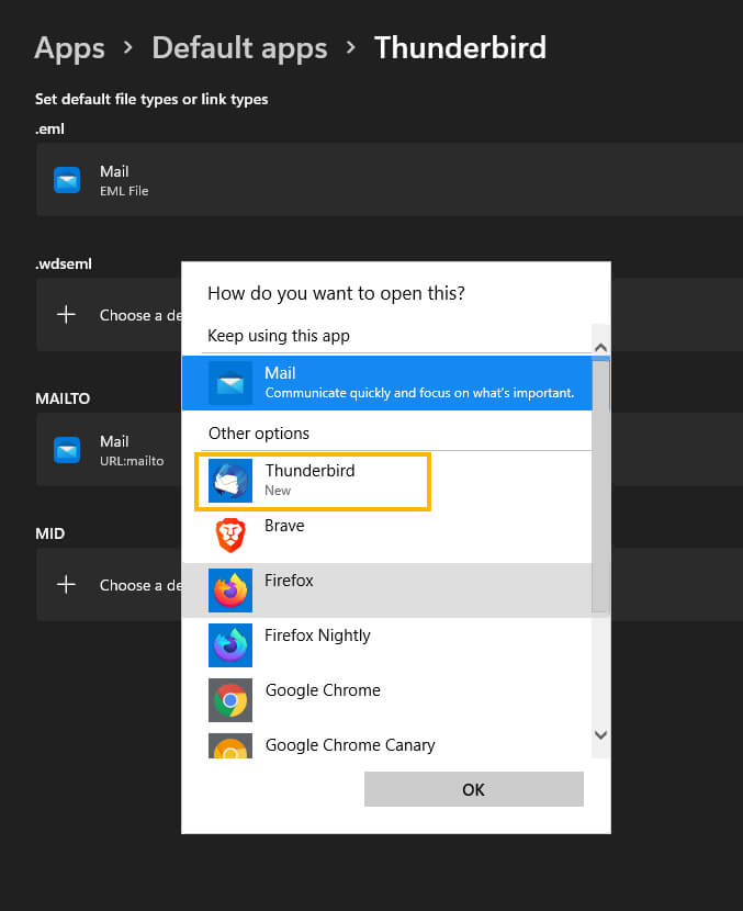can you change the default email app on Windows 11