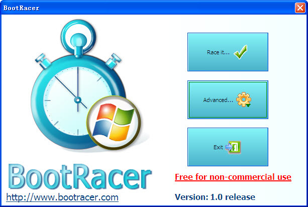 BootRacer - time measuring window