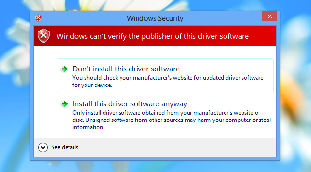 Install unsigned drivers anyway