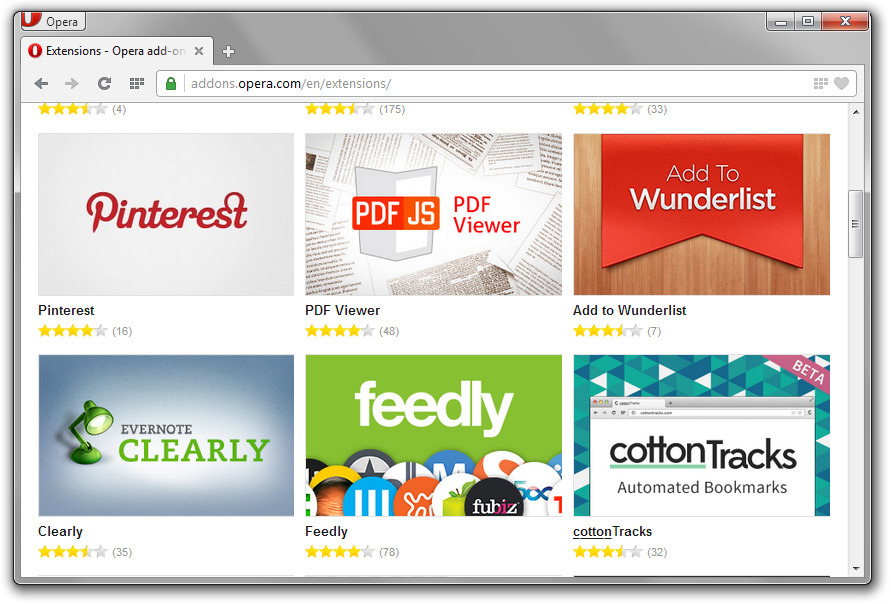 Opera 15 - add-ons and extensions