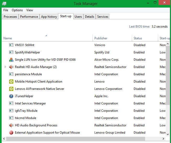 MSConfig - Startup