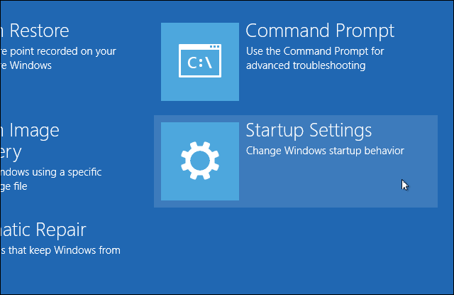 Advanced options - Startup settings