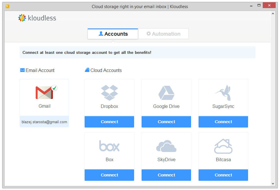 Kloudless - adding you Cloud accounts